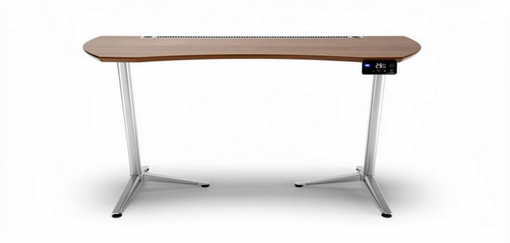 Electric standing desk with wood surface and adjustable height 150 x 70 x 75cm