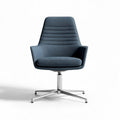 Swivel office chair in blue fabric with chrome base 60 x 65 x 85cm