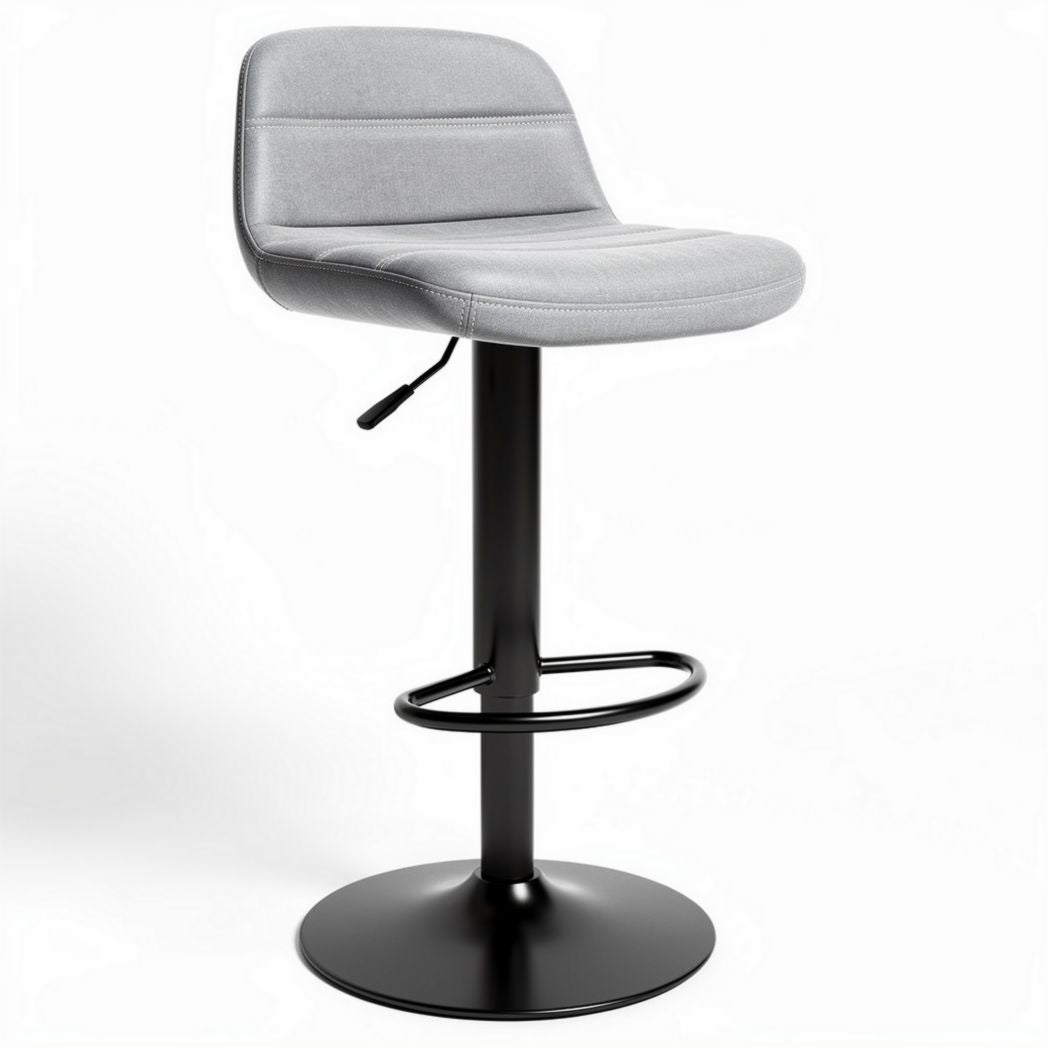 Adjustable height grey bar stool with padded seat and metal base 40 x 40 x 110cm