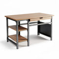 Wood and metal computer desk with a drawer and two shelves 120 x 60 x 75cm