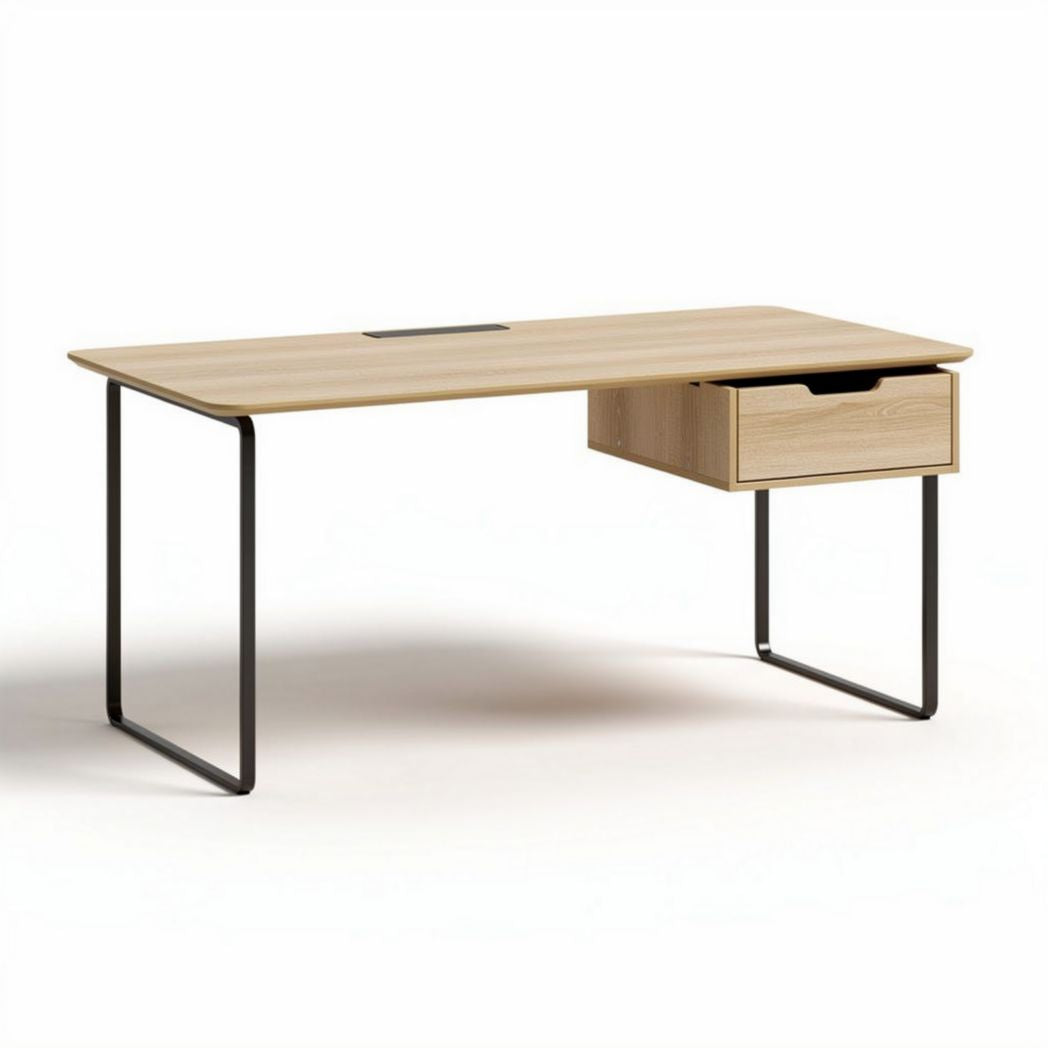 Modern wooden office desk with drawer and metal legs 120 x 60 x 75cm