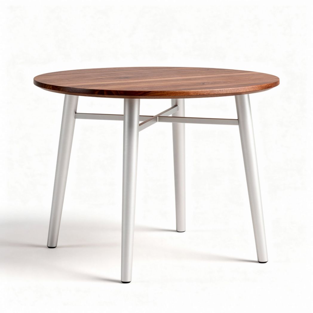 Wooden top round table with metal legs 90 x 90 x 75cm for dining use
