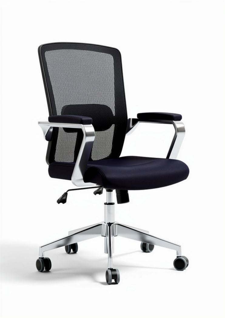 Mesh office chair with adjustable height and armrests black color 60 x 60 x 100cm
