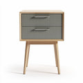 Wooden nightstand with two drawers in gray and natural finish 40 x 40 x 60cm