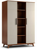 Modern wooden storage cabinet with adjustable shelves in brown and cream 180 x 90 x 40cm